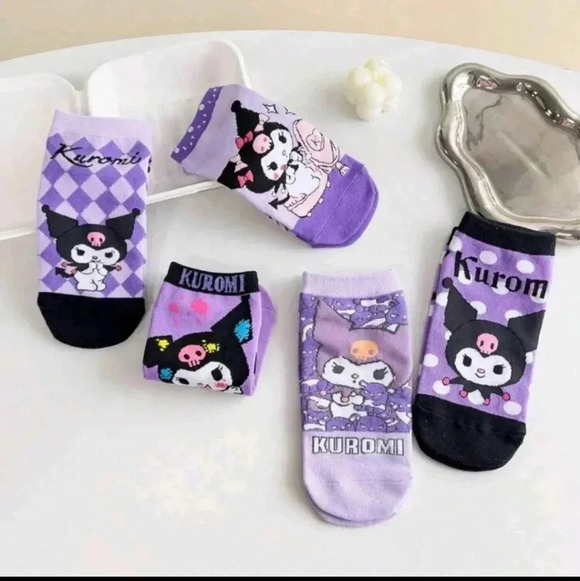 Kuromi ankle socks sanrio girls cute hello kitty purple black white women's shoe - Picture 2 of 8